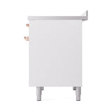 ILVE 40-Inch Nostalgie II Noblesse Induction Range with Solid Door Oven in White with Copper Trim (UNDI406QNMPWHP)