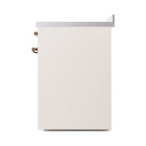 ILVE 30-Inch Nostalgie II Noblesse Induction Range with Solid Door Oven in Antique White with Bronze Trim (UNI304QNMPAWB)