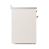 ILVE 30-Inch Nostalgie II Noblesse Induction Range with Solid Door Oven in Antique White with Brass Trim (UNI304QNMPAWG)