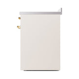 ILVE 30-Inch Nostalgie II Noblesse Induction Range with Solid Door Oven in Antique White with Brass Trim (UNI304QNMPAWG)