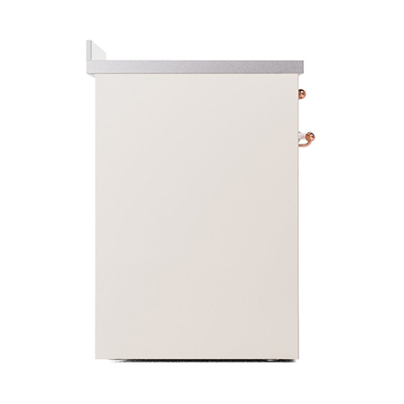 ILVE 30-Inch Nostalgie II Noblesse Induction Range with Solid Door Oven in Antique White with Copper Trim (UNI304QNMPAWP)