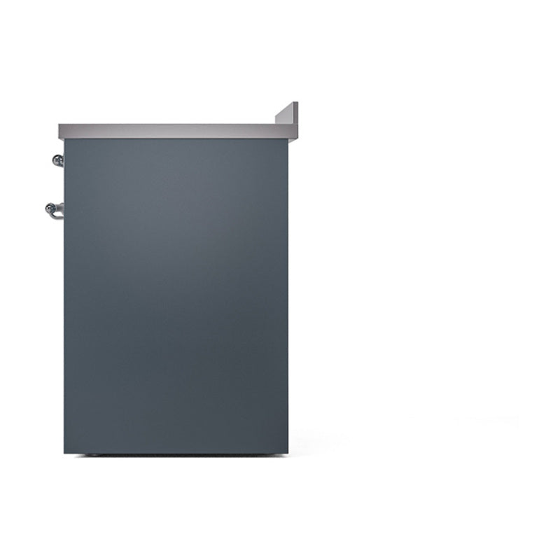 ILVE 30-Inch Nostalgie II Noblesse Induction Range with Solid Door Oven in Blue Grey with Chrome Trim (UNI304QNMPBGC)