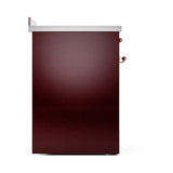 ILVE 30-Inch Nostalgie II Noblesse Induction Range with Solid Door Oven in Burgundy with Brass Trim (UNI304QNMPBUG)