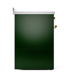 ILVE 30-Inch Nostalgie II Noblesse Induction Range with Solid Door Oven in Emerald Green with Brass Trim (UNI304QNMPEGG)
