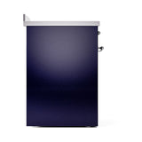 ILVE 30-Inch Nostalgie II Noblesse Induction Range with Solid Door Oven in Midnight Blue with Chrome Trim (UNI304QNMPMBC)
