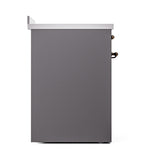 ILVE 30-Inch Nostalgie II Noblesse Induction Range with Solid Door Oven in Matte Graphite with Bronze Trim (UNI304QNMPMGB)