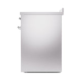 ILVE 30-Inch Nostalgie II Noblesse Induction Range with Solid Door Oven in Stainless Steel with Chrome Trim (UNI304QNMPSSC)