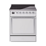 ILVE 30-Inch Nostalgie II Noblesse Induction Range with Solid Door Oven in White with Chrome Trim (UNI304QNMPWHC)