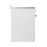 ILVE 30-Inch Nostalgie II Noblesse Induction Range with Solid Door Oven in White with Chrome Trim (UNI304QNMPWHC)