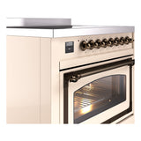 ILVE Nostalgie II Noblesse 36-Inch Induction Range with Triple Glass Door in Antique White with Bronze Trim (UNI366NMPAWB)
