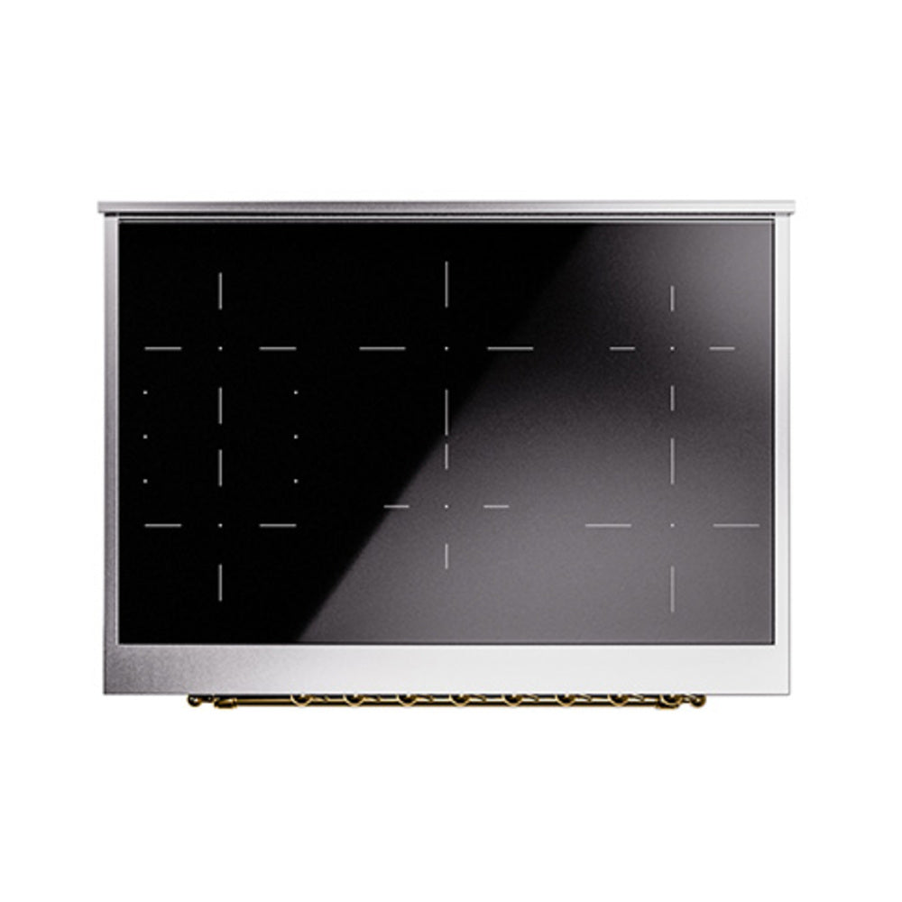 ILVE Nostalgie II Noblesse 36-Inch Induction Range with Triple Glass Door in Emerald Green with Brass Trim (UNI366NMPEGG)
