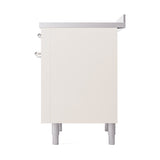 ILVE Nostalgie II Noblesse 36-Inch Induction Range with Solid Door in Antique White with Chrome Trim (UNI366QNMPAWC)