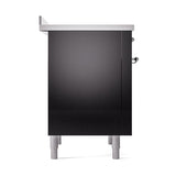 ILVE Nostalgie II Noblesse 36-Inch Induction Range with Solid Door in Glossy Black with Chrome Trim (UNI366QNMPBKC)
