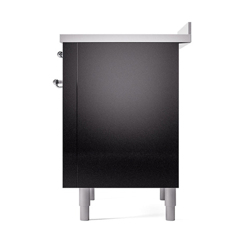 ILVE Nostalgie II Noblesse 36-Inch Induction Range with Solid Door in Glossy Black with Chrome Trim (UNI366QNMPBKC)