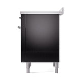 ILVE Nostalgie II Noblesse 36-Inch Induction Range with Solid Door in Glossy Black with Chrome Trim (UNI366QNMPBKC)