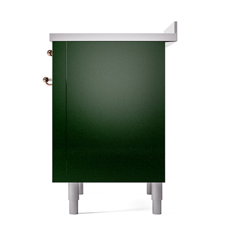 ILVE Nostalgie II Noblesse 36-Inch Induction Range with Solid Door in Emerald Green with Copper Trim (UNI366QNMPEGP)