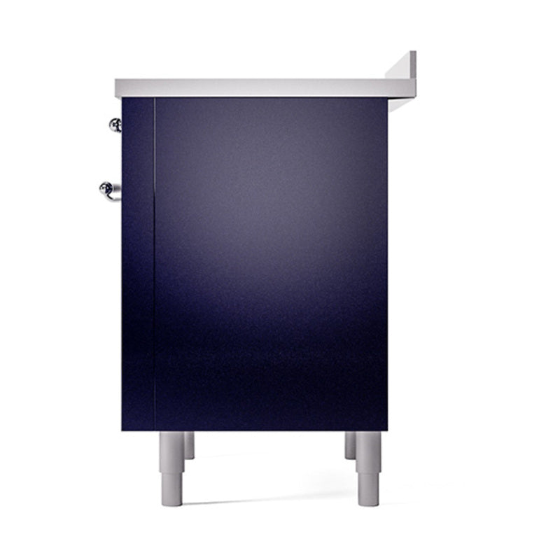 ILVE Nostalgie II Noblesse 36-Inch Induction Range with Solid Door in Midnight Blue with Chrome Trim (UNI366QNMPMBC)