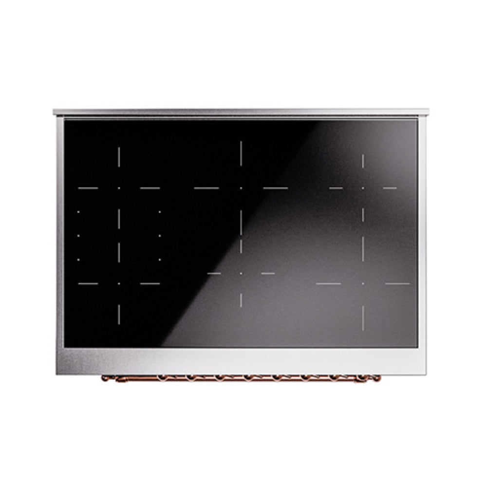 ILVE Nostalgie II Noblesse 36-Inch Induction Range with Solid Door in Midnight Blue with Copper Trim (UNI366QNMPMBP)