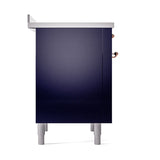 ILVE Nostalgie II Noblesse 36-Inch Induction Range with Solid Door in Midnight Blue with Copper Trim (UNI366QNMPMBP)