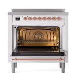 ILVE Nostalgie II Noblesse 36-Inch Induction Range with Solid Door in Custom RAL with Copper Trim (UNI366QNMPRAP)