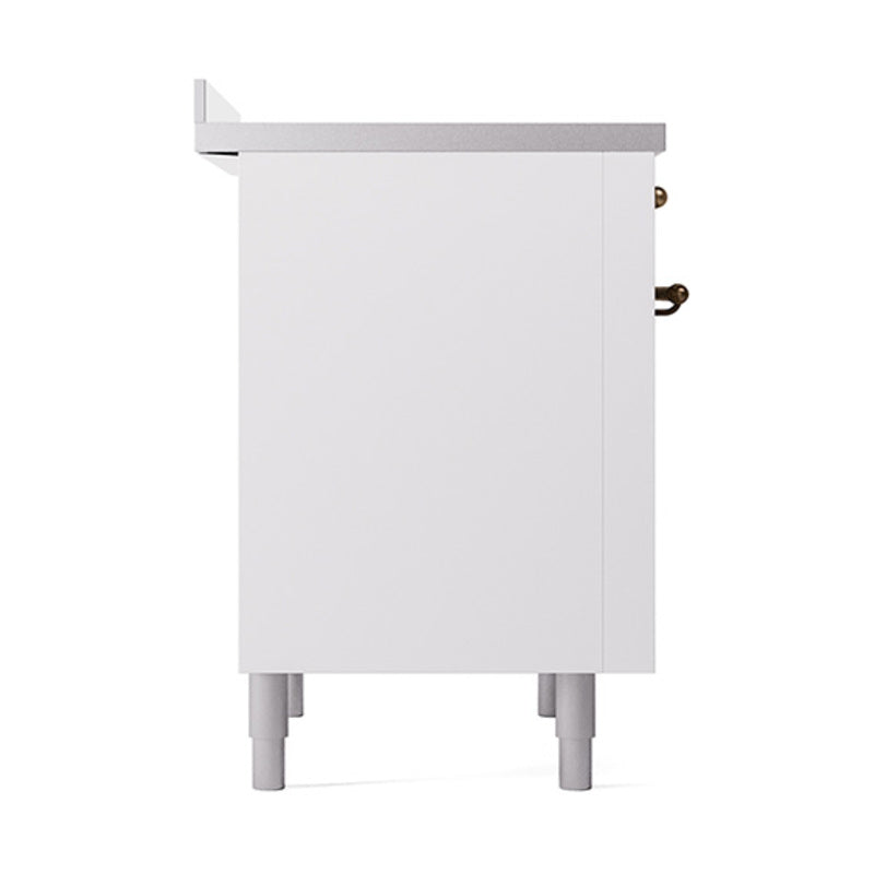 ILVE Nostalgie II Noblesse 36-Inch Induction Range with Solid Door in White with Bronze Trim (UNI366QNMPWHB)