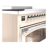 ILVE Nostalgie II Noblesse 48-Inch Induction Range with Triple Glass Door in Antique White with Chrome Trim (UNI486NMPAWC)