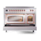 ILVE Nostalgie II Noblesse 48-Inch Induction Range with Triple Glass Door in Stainless Steel with Copper Trim (UNI486NMPSSP)