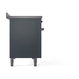 ILVE Nostalgie II Noblesse 48-Inch Induction Range with Solid Door Oven in Blue Grey with Bronze Trim (UNI486QNMPBGB)