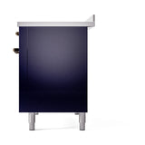 ILVE Nostalgie II Noblesse 48-Inch Induction Range with Solid Door Oven in Midnight Blue with Bronze Trim (UNI486QNMPMBB)