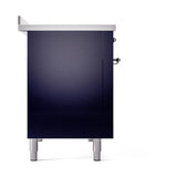 ILVE Nostalgie II Noblesse 48-Inch Induction Range with Solid Door Oven in Midnight Blue with Chrome Trim (UNI486QNMPMBC)
