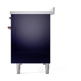 ILVE Nostalgie II Noblesse 48-Inch Induction Range with Solid Door Oven in Midnight Blue with Copper Trim (UNI486QNMPMBP)