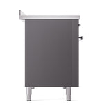 ILVE Nostalgie II Noblesse 48-Inch Induction Range with Solid Door Oven in Matte Graphite with Chrome Trim (UNI486QNMPMGC)