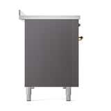 ILVE Nostalgie II Noblesse 48-Inch Induction Range with Solid Door Oven in Matte Graphite with Brass Trim (UNI486QNMPMGG)