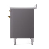 ILVE Nostalgie II Noblesse 48-Inch Induction Range with Solid Door Oven in Matte Graphite with Brass Trim (UNI486QNMPMGG)