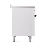 ILVE Nostalgie II Noblesse 48-Inch Induction Range with Solid Door Oven in White with Bronze Trim (UNI486QNMPWHB)