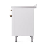 ILVE Nostalgie II Noblesse 48-Inch Induction Range with Solid Door Oven in White with Bronze Trim (UNI486QNMPWHB)