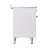 ILVE Nostalgie II Noblesse 48-Inch Induction Range with Solid Door Oven in White with Chrome Trim (UNI486QNMPWHC)