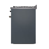 ILVE Nostalgie II 30-Inch Freestanding Natural Gas Dual Fuel Range in Blue Grey with Bronze Trim (UP30NMPBGB)