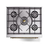 ILVE Nostalgie II 30-Inch Freestanding Natural Gas Dual Fuel Range in Blue Grey with Brass Trim (UP30NMPBGG)