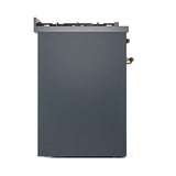 ILVE Nostalgie II 30-Inch Dual Fuel Freestanding Range in Blue Grey with Brass Trim (UP30NMPBGGLP)