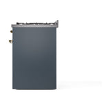 ILVE Nostalgie II 30-Inch Freestanding Natural Gas Dual Fuel Range in Blue Grey with Brass Trim (UP30NMPBGG)