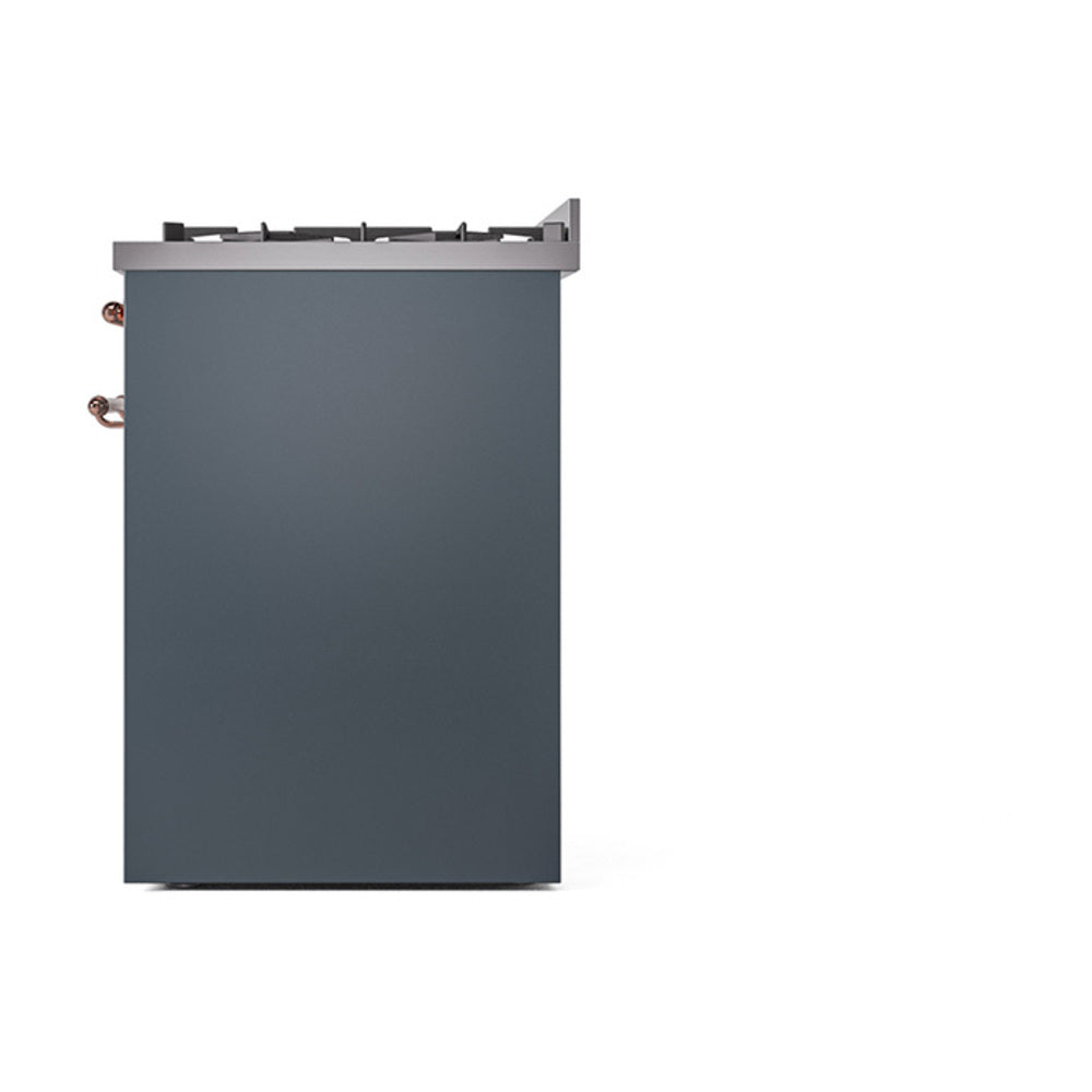 ILVE Nostalgie II 30-Inch Dual Fuel Freestanding Range in Blue Grey with Copper Trim (UP30NMPBGPLP)