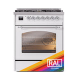 ILVE Nostalgie II 30-Inch Dual Fuel Freestanding Range in Custom RAL with Chrome Trim (UP30NMPRACLP)