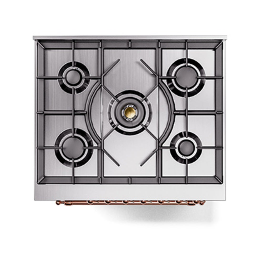 ILVE Nostalgie II 30-Inch Dual Fuel Freestanding Range in Custom RAL with Copper Trim (UP30NMPRAPLP)