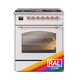 ILVE Nostalgie II 30-Inch Dual Fuel Freestanding Range in Custom RAL with Copper Trim (UP30NMPRAPLP)