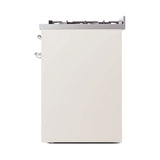 ILVE Nostalgie II 30-Inch Freestanding Natural Gas Dual Fuel Range in Antique White with Chrome Trim (UP30NMPAWC)