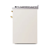 ILVE Nostalgie II 30-Inch Dual Fuel Freestanding Range in Antique White with Brass Trim (UP30NMPAWGLP)