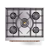 ILVE Nostalgie II 30-Inch Freestanding Natural Gas Dual Fuel Range in Antique White with Copper Trim (UP30NMPAWP)