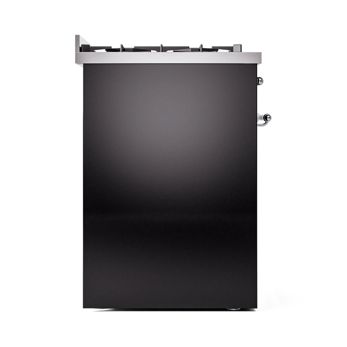 ILVE Nostalgie II 30-Inch Freestanding Natural Gas Dual Fuel Range in Glossy Black with Chrome Trim (UP30NMPBKC)
