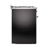ILVE Nostalgie II 30-Inch Freestanding Natural Gas Dual Fuel Range in Glossy Black with Chrome Trim (UP30NMPBKC)